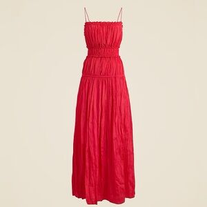 J. Crew Women’s Crinkled ruffle-trim Red Maxi Dress